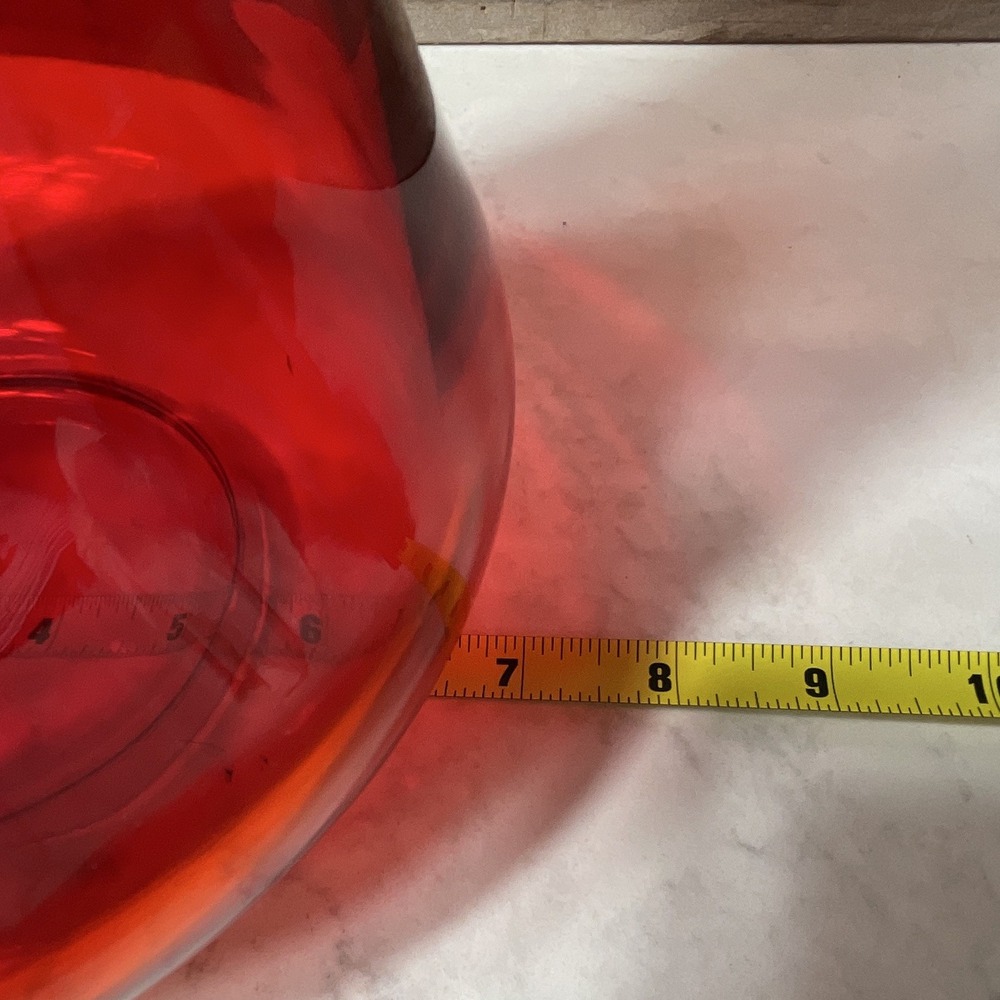 Red Art Glass Vase Amber Ruffled Rim 17" Tall 4" Wide Decorative Centerpiece - Picture 10 of 11